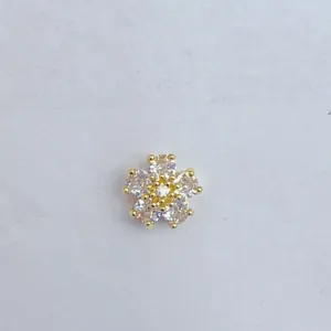 Vergoldeter Zirkonia Blumen Zwischenperle DIY Schmuck Zubehoer Detailansicht Ansicht.
