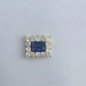 Connettore bracciale DIY rame placcato oro pietra viola rettangolare zircone charm