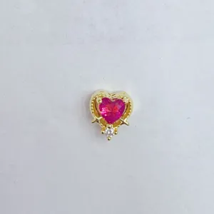 Vergoldeter Zirkon Herz DIY Spacer Perlen Charms Zubehör für schöne Bastelarbeiten