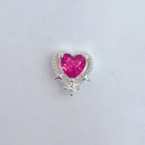 Rosa Herz Zirkon Anhänger kupfer vergoldet DIY Schmuck Zubehör für kreatives Basteln
