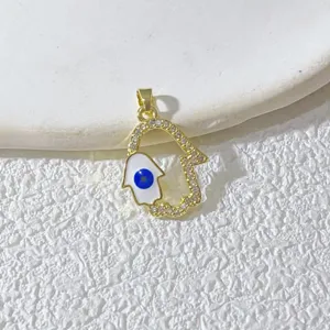 Böser Blick Anhänger vergoldet Hamsa Hand Zirkon Schmuck exquisite Charme Accessoire Stil