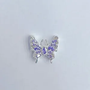 Farfalla Zircone DIY Gioiello Accessorio Rame Placcato Argento Braccialetto Ciondolo
