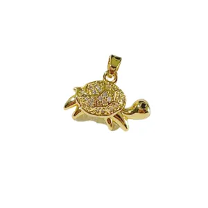 Vergoldeter Schildkröten Anhänger Zirkon Pave Ozean Serie Elegant Mode Schmuck Kette