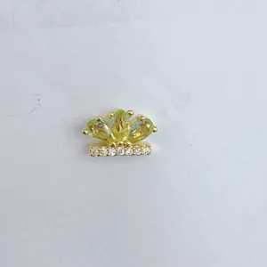 Vergoldeter Mikro Zirkon Blumen Kronen DIY Schmuck Abstandsperlen Zubehör Detail