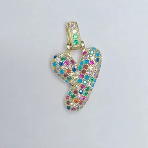 Vergoldeter bunter Strassstein Buchstabe y Anhänger stilvolles Schmuck Accessoire Damen.