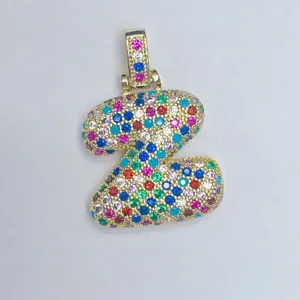 Bunter Zirkonia Mikrofassung Buchstabe Z Anhaenger vergoldet modischer Schmuck Zubehoer