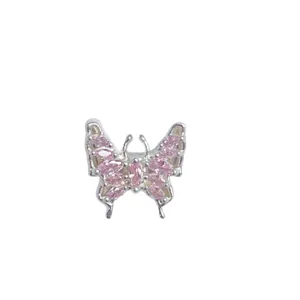 Farfalla Zircone Rosa Ciondolo Bracciale DIY Rame Argentato Accessorio Di Gioielleria