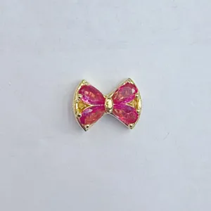 Vergoldeter rosa Zirkon Schleife Form DIY Abstandhalter Perle Schmuck Zubehör für Handwerk
