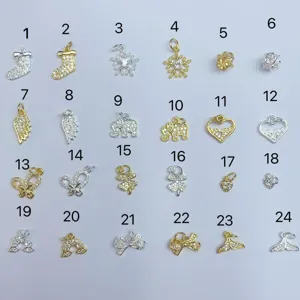 Gold Silber Beschichtete Kupfer Strass Charms Für Schmuckherstellung DIY Anhänger Herz Elefant Schneeflocke Flügel Krone Damen