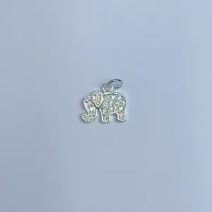Silberner Mikro Pave Zirkonia Elefant Anhänger DIY Schmuck Zubehör Accessoire Teil.
