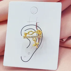 Gold plated ear cuff detail, sparkling zircon with cute star pendant, chic jewelry design.