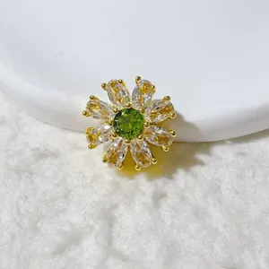 18K gold micro-pave zircon flower spacer bead DIY handmade jewelry charm detail view
