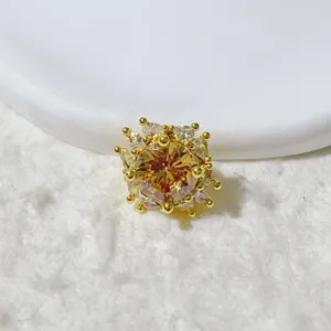 Gold plated rhinestone square spacer bead diy jewelry crystal charm for bracelet necklace accessories
