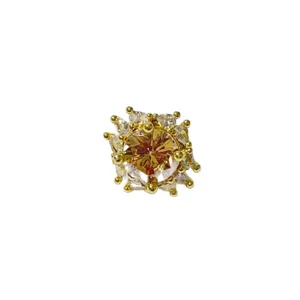 14K gold-filled square zircon spacer bead crystal DIY bracelet necklace charm jewelry accessory