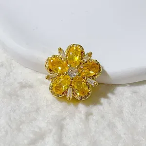 18K gold micro-inlaid zircon flower spacer bead DIY handmade jewelry accessory charm component