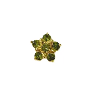 18K Gold Plated Green Zircon Flower Spacer Bead Main View for DIY Jewelry Making Supplies
