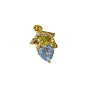 Gold graduation cap heart pendant necklace fashion chic daily statement jewelry gift for women.