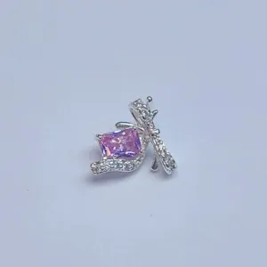 Kupferbeschichtetes DIY Schmuckzubehör, rosa Stein Schleifen Anhänger für Armband Kette.