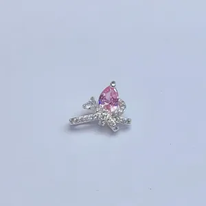 DIY Rosa Zirkonia Schleife Anhänger Kupfer Plattiert Schmuck Zubehör für Armbänder