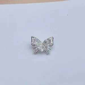 Silberner Schmetterling Anhänger DIY Schmuck Zubehör mit klaren Zirkonia Kristallen für Kunst