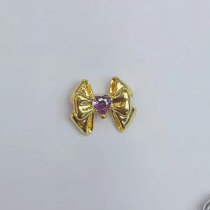 Goldener Schleifen-Herz-Kristall DIY Schmuck-Accessory Detailansicht für Handykette.