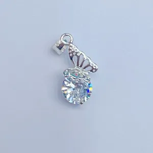 Silberner Schmetterling Zirkonia Anhänger DIY Charm für Halskette Armband Schmuck