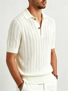 Ανδρικό Πλεκτό Κοντομάνικο Polo Shirt Casual Αναπνεύσιμο Slim Fit Καλοκαιρινό Τοπ