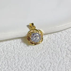Vergoldeter 14k Kristall Blumen Anhänger DIY Halskette Schmuck Accessoire glänzendes Design