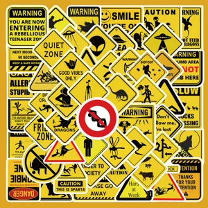 Pegatinas Divertidas Señales Advertencia PVC Impermeables Calcomanías Dibujos Animados Para Moto Coche Portátil Maleta