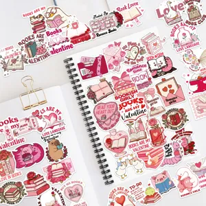 Valentine bookish stickers waterproof pink aesthetic book lover reading journal decor