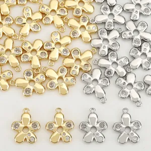 Exquisite Blume Anhänger DIY Schmuck Zubehör Kupfer Strass Anhänger Für Halskette Armband Ohrring Gold Silber Galvanisiert DIY Handwerk Material