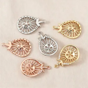 Koper 18k verguld holle druppel hanger zetting DIY sieraden accessoire blanco's.
