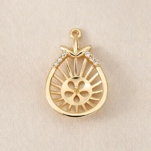 Verguld hol druppelvormig hanger zetting met zirkoon voor DIY sieraden accessoires.