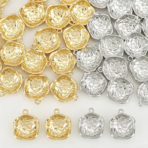 Irregular Round Disc Charms 18K Gold Plated Copper Pendants DIY Earrings Necklace Jewelry Making Findings Accessory Women Men