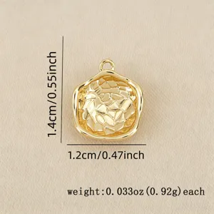 Detailed view of irregular gold plated metal pendant charm, perfect for DIY jewelry making.