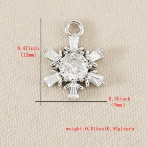 Snowflake Zircon Pendant Charm 18K Gold Plated DIY Jewelry Accessory for Necklace Earrings