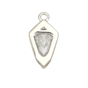 Pendente scudo rombo in zircone DIY, affascinante gioiello geometrico argento elegante
