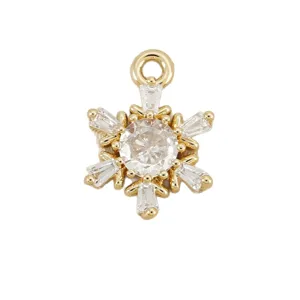 18K Gold Plated Zircon Snowflake Pendant DIY Jewelry Necklace Earring Charm Accessory