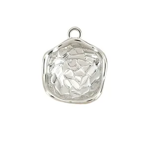 Silver irregular circle pendant DIY jewelry accessory for handmade necklaces and earrings