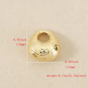 Golden 3D lucky bag charm bead, detailed view showing dimensions and weight for DIY jewelry.