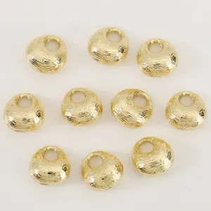 Gold textured DIY jewelry spacer beads pendant accessories for necklace bracelet making.