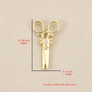 Gold scissor pendant detail showing size and weight specifications for DIY jewelry crafting.