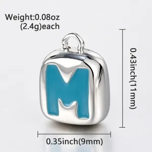 Emaille Buchstabe M Anhänger, silberfarbenes Metall DIY Schmuck Zubehör für Kette Armband.