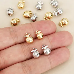 Gold plated zircon apple pendant DIY jewelry accessories detailed shot with sparkling stones