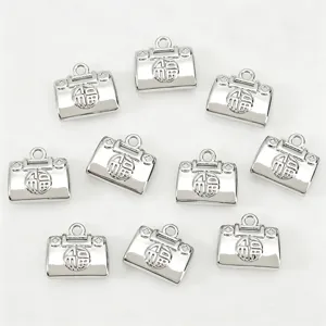 Pendentifs breloques serrure Fu en metal argente pour fabrication de bijoux bracelets DIY