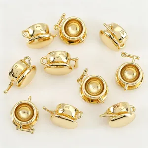 Pendentif tasse à café dessin animé plaqué or 18K breloques artisanales fabrication bijoux