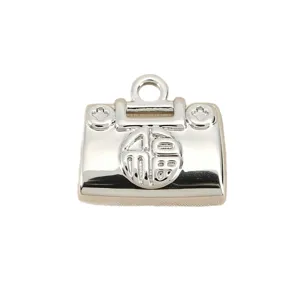 Pendentif breloque en forme de sac à main argenté accessoire de bijoux DIY collier