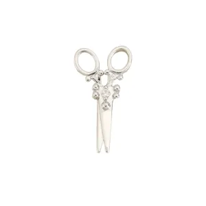 Silver scissors pendant charm with sparkling zircon stone for DIY handmade necklace bracelet