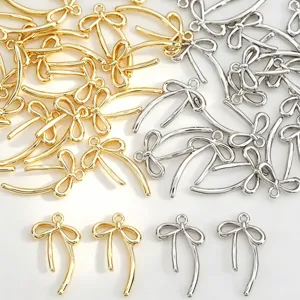 Minimalistische Koperen Vergulde Strik Hanger Lint Bedels Glad Asymmetrische Strik Hangende Drop Voor DIY Craft Sieraden Maken Accessoires Onderdelen