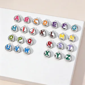 Alphabet Anhänger Emailliert doppelseitig Metall Buchstaben Pendants für DIY Halsketten.